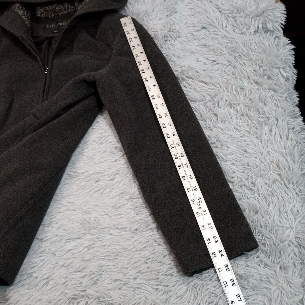 Fleet Street Womens Jacket Gray L Wool Blend Hood Pockets Lined Coat Career - Picture 10 of 14